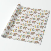 Monkey Elephant Balloon Party Birthday Gift Wrap Cadeaupapier (Uitgerold)
