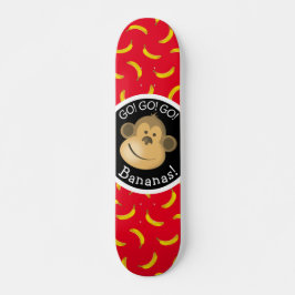 Monkey en Bananen Party Red en Black Skateboard