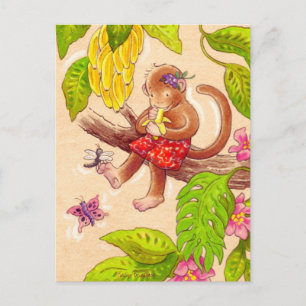 Monkey en Dragonfly Briefkaart