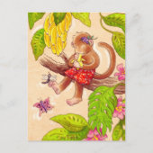 Monkey en Dragonfly Briefkaart (Voorkant)
