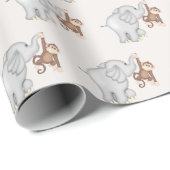 Monkey en Elephant Fun Cadeaupapier (Rol Hoek)