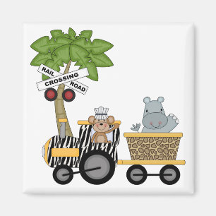 Monkey en Hippo Train Tshirts en geschenken Magneet