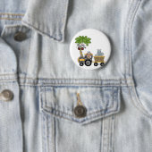 Monkey en Hippo Train Tshirts en geschenken Ronde Button 5,7 Cm (In situ)