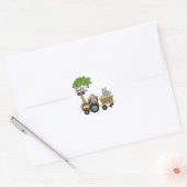 Monkey en Hippo Train Tshirts en geschenken Ronde Sticker (Envelop)