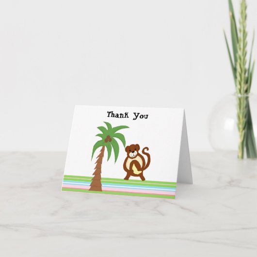 Monkey en palmboom Dank u Bedankkaart (Voorkant)