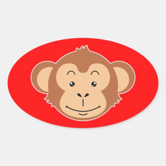 Monkey Face Ovale Sticker (Voorkant)