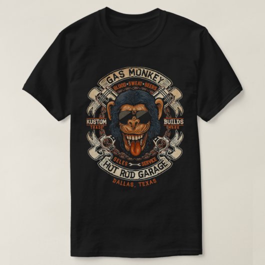 Monkey Gas Crossed Pistons Logo T-shirt (Design voorkant)
