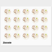 Monkey Girl Baby shower Dank je Ronde Sticker (Vel)