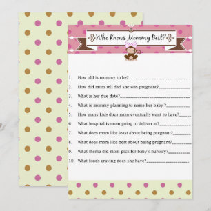 Monkey Girl Baby shower die mama het beste spel ke Kaart