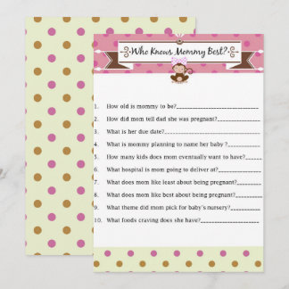 Monkey Girl Baby shower die mama het beste spel ke Kaart