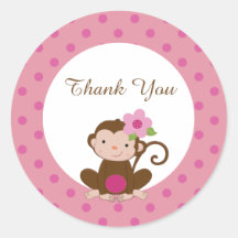 Monkey Girl Baby shower Favoriet Gift Labels Stick