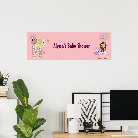 MONKEY Girl Oerwoud Baby shower Banner JJ Poster (Thuiskantoor)