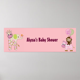 MONKEY Girl Oerwoud Baby shower Banner JJ Poster