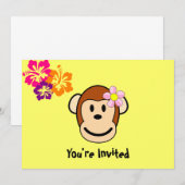 Monkey Girl Tropical Flowers Invitation Kaart (Voorkant / Achterkant)