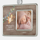 Monkey Girls Baby's First kerstfoto Ornament (Links)