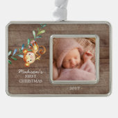 Monkey Girls Baby's First kerstfoto Ornament (Voorkant)