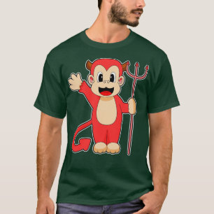 Monkey Halloween Duivel Trident T-shirt