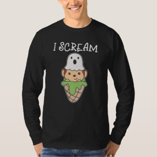 Monkey Halloween Ghost I Scream Ice Pun T-shirt