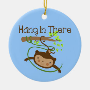 Monkey hangt daar achter keramisch ornament