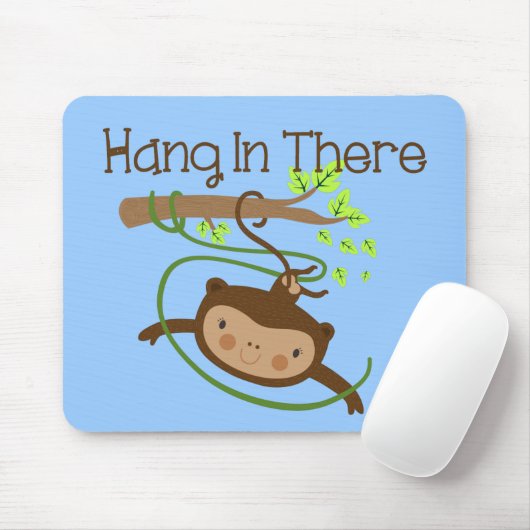 Monkey hangt daar achter muismat (Met muis)