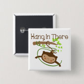 Monkey hangt daar achter vierkante button 5,1 cm (Voorkant /achterkant)