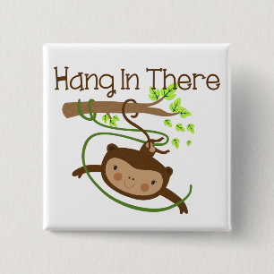 Monkey hangt daar achter vierkante button 5,1 cm