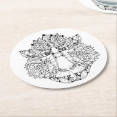 Monkey Head Doodle Ronde Kartonnen Onderzetter (Gebogen)