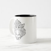 Monkey Head Doodle Tweekleurige Koffiemok (Voorkant links)