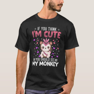 Monkey Heart Valentine's Day Animal For Womens Kid T-shirt