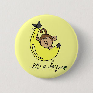 Monkey Het is een Jongen Tshirts en Gifts Ronde Button 5,7 Cm