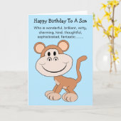 Monkey Humoureuze Son Birthday Kaart (Gele Bloem)