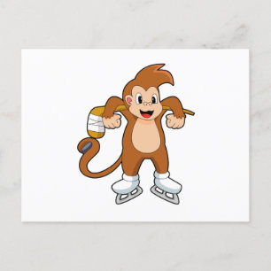 Monkey Ice hockey Ice hockey stick Briefkaart