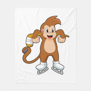 Monkey Ice hockey Ice hockey stick Fleece Deken