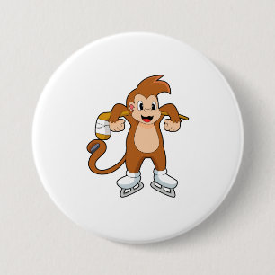 Monkey Ice hockey Ice hockey stick Ronde Button 7,6 Cm