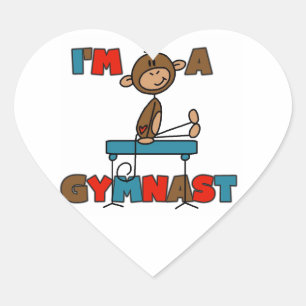 Monkey, ik ben een Gymnast Hart Sticker