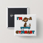Monkey, ik ben een Gymnast Vierkante Button 5,1 Cm (Voorkant /achterkant)