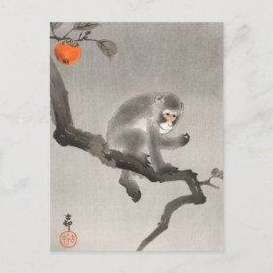 Monkey in Cockatoenschilderij van Ohara Koson Briefkaart