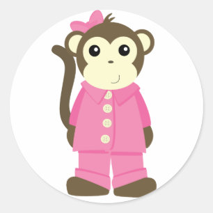 Monkey in Pajamas Ronde Sticker