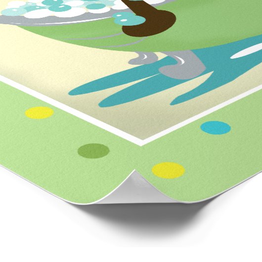 Monkey in Tub Bathroom Art Print - Donkerbruin (Hoek)