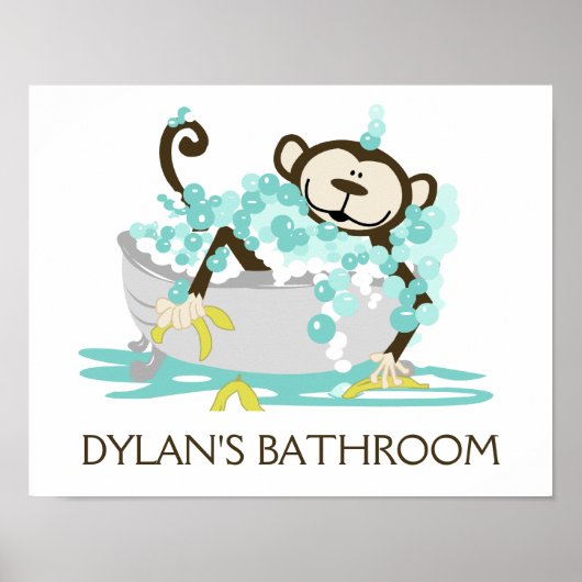 Monkey in Tub Bathroom Art Print - op maat gemaakt (Voorkant)