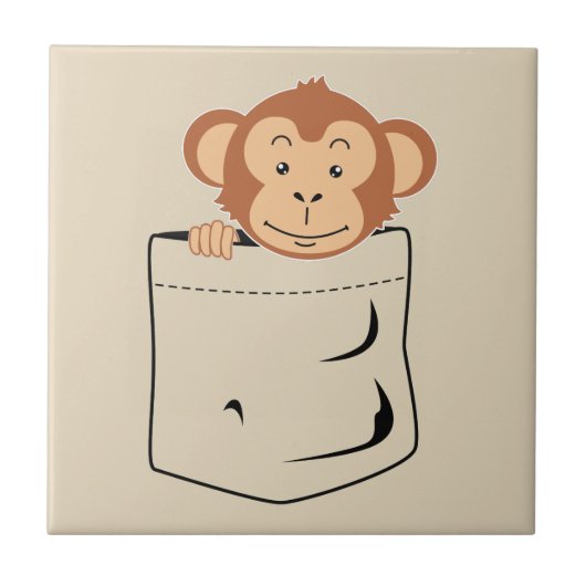 Monkey in zak tegeltje (Voorkant)