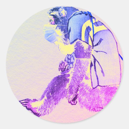 MONKEY JAPONAIS AVEC Sticker PERSONNALISÉ MASQUE V (Devant)