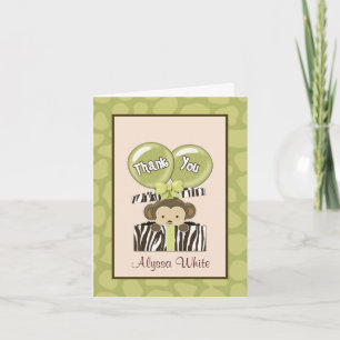 Monkey Jungle Baby shower CA Merci Note Card