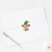 Monkey Kerstmis Elf Vierkante Sticker (Envelop)