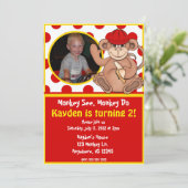 Monkey Kids Photo Invitation d'anniversaire (Debout devant)