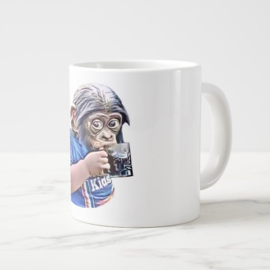 Monkey Kind Drink Cute Funny Meme Extra Grote Beker (Voorkant rechts)