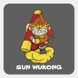 MONKEY KING SUN WUKONG VIERKANTE STICKER