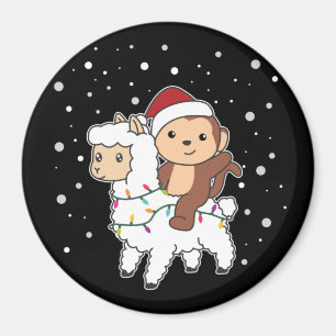 Monkey Lama Kerstsneeuwwinterdieren Magnet Magneet