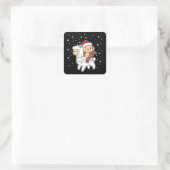 Monkey Lama Kerstwinter Winterdieren Square S Vierkante Sticker (Tas)