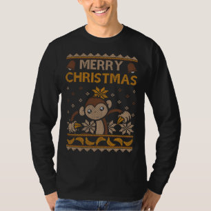 Monkey Lelijke Kerst Oerwoud Gorilla Bananen T-shirt